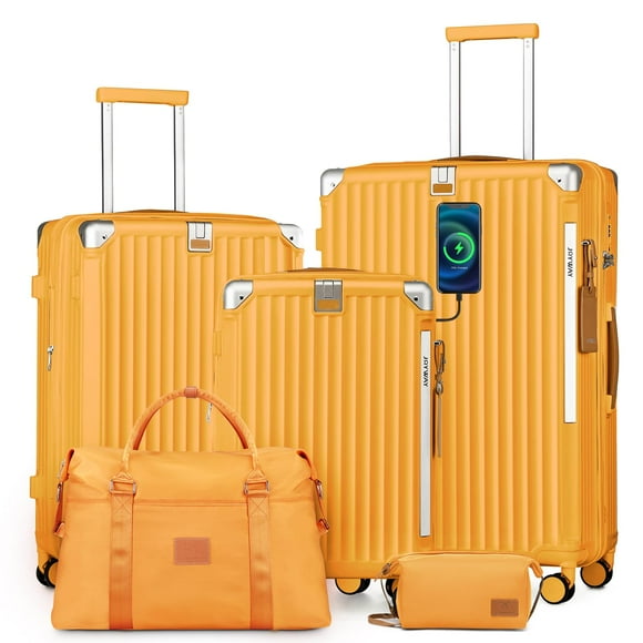 Juego de equipaje Joyway de 5 piezas con portavasos expandible un 25% naranja