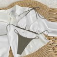thumbnail image 3 of IYYVV Women's Bikini Set Solid Color Two Piece Swimsuit Halter Top Side Tie Bottom Bathing Suit Gray S, 3 of 3