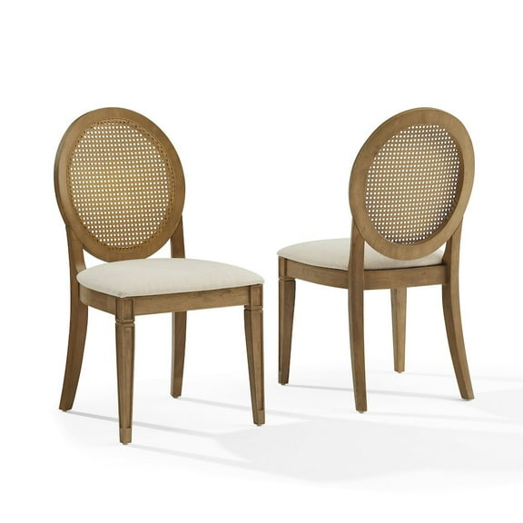 Crosley Furniture Katia 2-Piece Upholstered Cane-Back Dining Chair Set In Driftwood