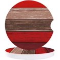thumbnail image 1 of RYLABLUE Red and Brown Rustic Wood Grain Set of 6 Car Coaster for Drinks, Absorbent Ceramic Stone Coasters Cup Mat with Cork Base for Home Kitchen Room Coffee Table Bar Decor, 1 of 5