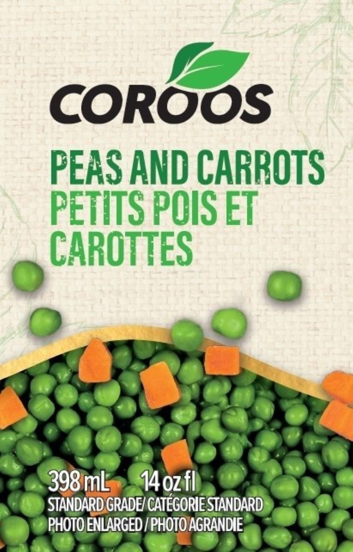 Coroos Canned Peas and Carrots, 398ml