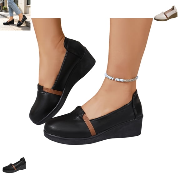 YOUYEDIAN Loafers for Women Fashion Platform Wedge Heel Round Toe Vintage Slip On Comfy Flats Versatile Outdoor Casual Walking Shoes