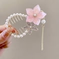 thumbnail image 4 of CSChome Griffe de Queue de Cheval Dame Griffe de Queue de Cheval - Fleur de Perle Brillante Décoration de Cheveux en Acier Inoxydable, 4 of 6