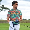 thumbnail image 5 of Balery Hawaii Palms Printed Men’s Short Sleeve Polo Shirt, Midweight Men's Shirt,Golf Polo shirts -Medium, 5 of 8