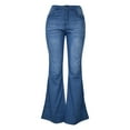 thumbnail image 4 of YOTMKGDO Womens Jeans Stretchy Women's Autumn and Winter High Waisted Elasticized Wide Leg Everyday Jeans Wide Leg Pants Bell Bottoms Light Blue XS, 4 of 4