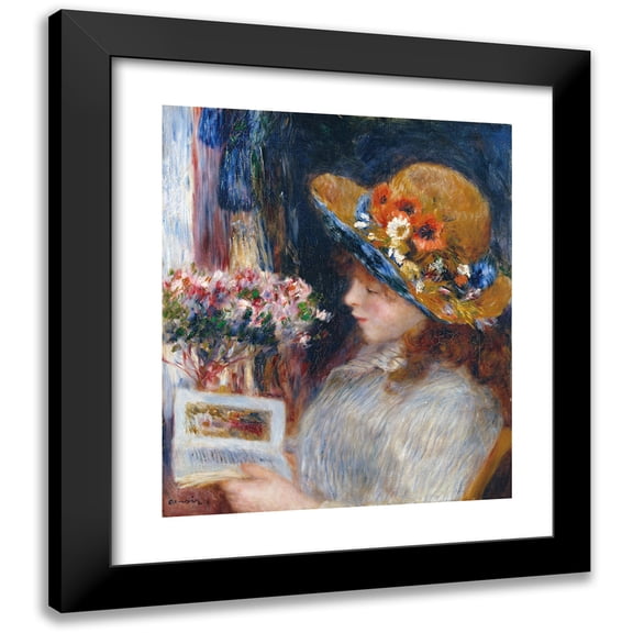 Pierre-Auguste Renoir 12x14 Black Modern Framed Museum Art Print Titled - Reading Girl (1880)