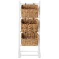 thumbnail image 4 of 3-Tier Floor Stand with Water Hyacinth Storage Baskets, White/Natural - Standing Organizer Rack for Bathroom, Kitchen, Laundry, Living Room, 4 of 4