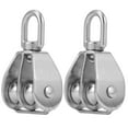 thumbnail image 3 of MasteelfCA 2 Pcs Pulley Block Double Swivel Pulley Roller Stainless Steel Pulley Rigging, 3 of 7