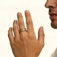 thumbnail image 4 of Flydeer Men Wedding Band Titanium Steel 8mm Yellow Men Rings Promise Rings for Men Size 11, 4 of 5