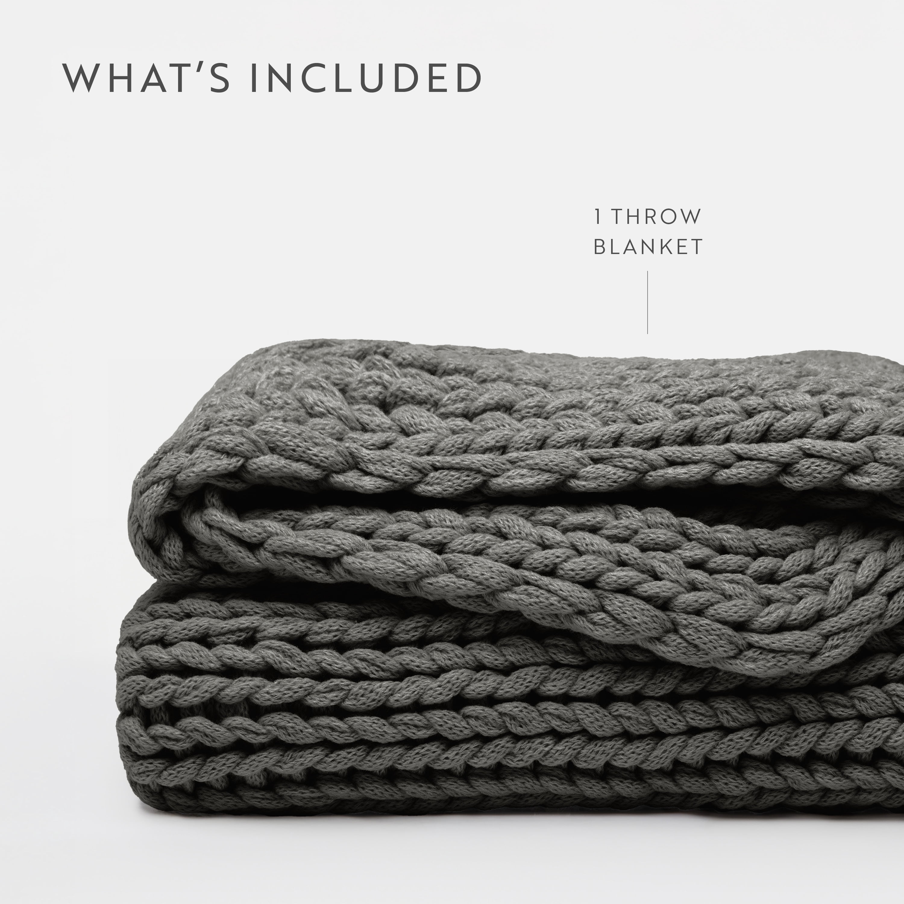 Comfort Canopy - Throw Blanket, Gray Chunky Soft Acrylic Hand-Knit