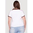 thumbnail image 4 of Women's Plus Size Contrast Trim New York 1983 Graphic Polo Top, 4 of 4