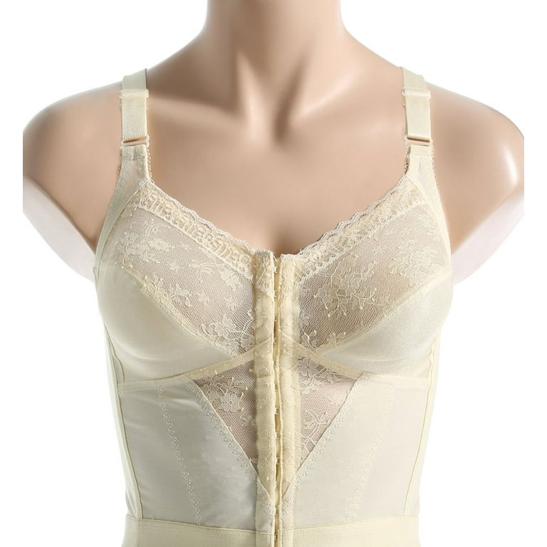 Exclare Women's Front Closure Full Coverage Wirefree Posture Back Everyday  Bra(46DDD, Beige) 