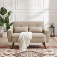 thumbnail image 2 of 49" Compact Loveseat Sofa with Tufted Design, Breathable Linen Fabric, and Throw Pillows for Small Spaces, 2 of 7