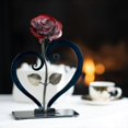 thumbnail image 5 of Gift Hand-forged Wrought Iron Red Metal Rose With Heart - Shaped Stand, 5 of 5