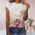 thumbnail image 2 of Pompotops T-Shirt Décontracté à Col Rond pour Femmes, Imprimé Graphique, Manches Courtes, Mode Douce, Blouse Décontractée pour Femmes, 2 of 5