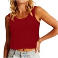 thumbnail image 6 of Feancey Women's Crop Tank Tops Loose Fit Sleeveless T-Shirts Solid Color Casual Workout Tank Top Dressy Trendy Going Out Tee Tops Wine XXL, 6 of 7