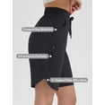 thumbnail image 3 of baleaf Bermuda Shorts for Women Knee Length 9'' Long Zipper Pockets High Waisted Quick Dry Lightweight Black L, 3 of 7