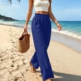 thumbnail image 5 of Liuinsasek Womens Wide Leg Pants Solid-Color High-Waisted Casual Drawstring Pants Elastic Waistband with Ruffle Trim Lightweight and Comfortable, 5 of 6