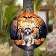 thumbnail image 4 of Mummy Shih Tzu Happy Halloween with Pumpkins Bats Spooky Fun Round Wood Sign Lion Dog Lover Gifts Hanging Wall Home Decor - 00019, 4 of 5