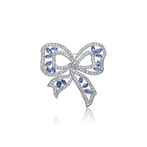 Collette Z Sterling Silver White and Blue Cubic Zirconia Pin by Overstock