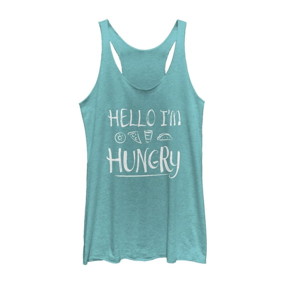 Women's CHIN UP Hello I'm Hungry  Racerback Tank Top Tahiti Blue X Large