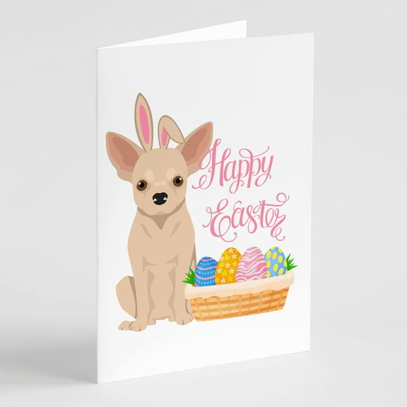 Fawn Chihuahua Easter Greeting Cards and Envelopes Pack of 8 7 in x 5 in