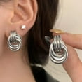 thumbnail image 4 of Large Hoops Earrings Gold Silver Plated Comfortable Portable Fashion Jewelry Ornament for Women Elegant Designs, 4 of 11