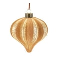 thumbnail image 3 of Melrose Shiny Finish Ribbed Glass Christmas Onion Ornaments - 4.5" (110mm) - Gold and Brown -12ct, 3 of 5
