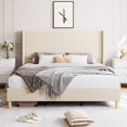 thumbnail image 2 of KOKEBREN Full Size Corduroy Upholstered Bed Frame, Platform Bed with 51" Tall Vertical Stripe Wingback Headboard, 2 of 7