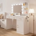 thumbnail image 2 of Vanity Desk with Mirror & LED Lights, Power Outlet, 3 Drawers & Storage Shelves, 2 of 2