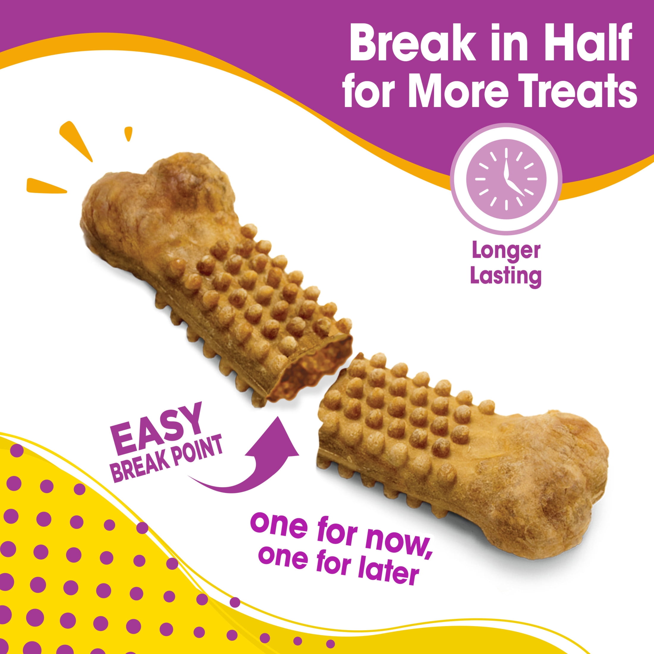 Nylabone Nubz Natural Dog Treats for Large Dogs, Bacon Flavor Dog Bones, Jumbo - Up to 50 lbs., 6 oz Pack, 2 Count