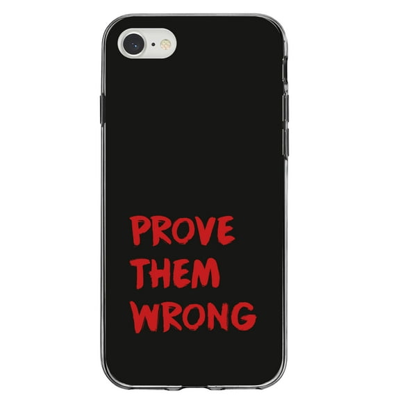 DistinctInk Clear Shockproof Hybrid Case for iPhone 7 8 SE (2020 Model) 4.7" Screen TPU Bumper Acrylic Back Tempered Glass Screen Protector - Prove Them Wrong - Black & Red