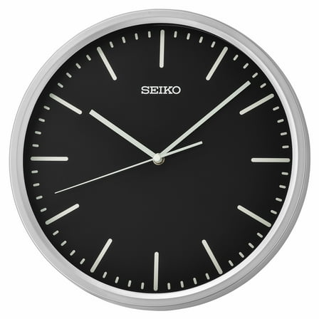 Seiko 12" Sano Wall Clock, Metallic Silver, Modern Analog Quartz QHA009SLH