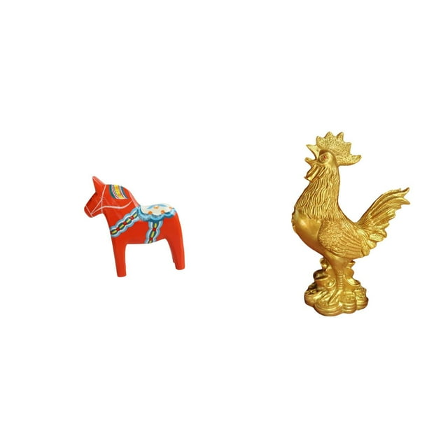 Adorno coleccionable Figura de caballo Dalecarlian Escultura animal para estantería, entrada, vitrina Decoración del hogar Figura de pollo Feng Shui