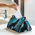 thumbnail image 6 of Pofeuu Blue Full Moon Wolf Print Tissue Box Cover, Modern Decorative PU Leather Rectangular Tissue Box Case Organizer Holder for Vanity Countertop, Night Stands, Livingroom, 6 of 7
