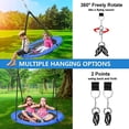 thumbnail image 6 of Hishine 43" 700LBS Saucer Tree Swing for Kids, Waterproof Flying Saucer Swing with A Swivel, Hanging Straps, Adjustable Ropes, Round Mat Spinner Swing for indoor/playground swing set, Blue, 6 of 10