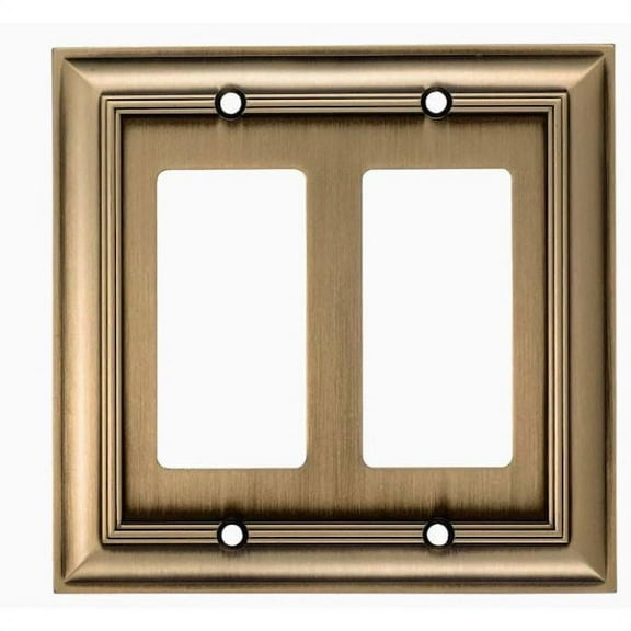 allen   roth Cosgrove 2-Gang Aged Brass Double Decorator Wall Plate #0145030