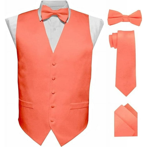 Vittorio Farina Solid Satin Vest Set (Black Back)