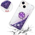 thumbnail image 5 of Glitter Clear Sparkly Bling Case for Apple iPhone 15, Flowing Liquid Quicksand Cover with Diamond Ring Holder Case for iPhone 15  Purple, 5 of 14