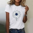 thumbnail image 2 of Summer T-Shirts for Womens Cute Flowers Print Shirts Casual Round Neck Short Sleeve Blouses Fashion Loose Pullover Top, 2 of 5