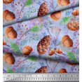 thumbnail image 3 of Soimoi Blue polyester Georgette Fabric Apricot, & Oaknut Fruits Printed Fabric 1 Yard 42 Inch Wide, 3 of 3