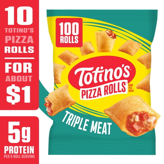 Totino's Pizza Rolls, Triple Meat Flavored, Frozen Snacks, 100 Rolls, 48.8 oz