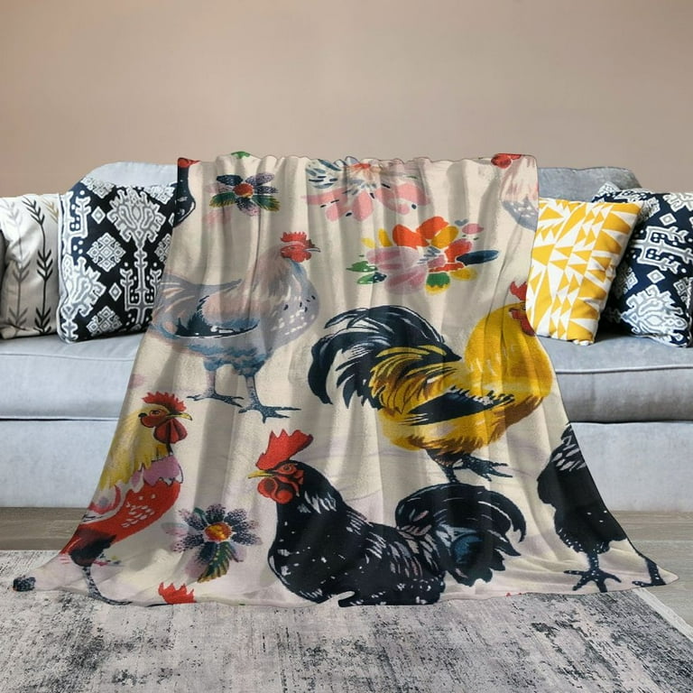 MAXIAO Chicken Blanket for Boys Girls Chicken Lovers Gifts Rooster Chicken Throw Blanket for Adults Super Soft Chicken Blankets for Bed Couch White Walmart