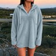 thumbnail image 6 of hlysgo Womens Oversized Sherpa Hoodie Pullover Fuzzy Fleece Sweatshirt Plaid Fluffy Tops with Pockets Blue,S, 6 of 6