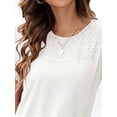 thumbnail image 3 of QELUSQELUS Women Top Ruffle Short Sleeve Round Neck Solid Workwear Blouse, 3 of 4