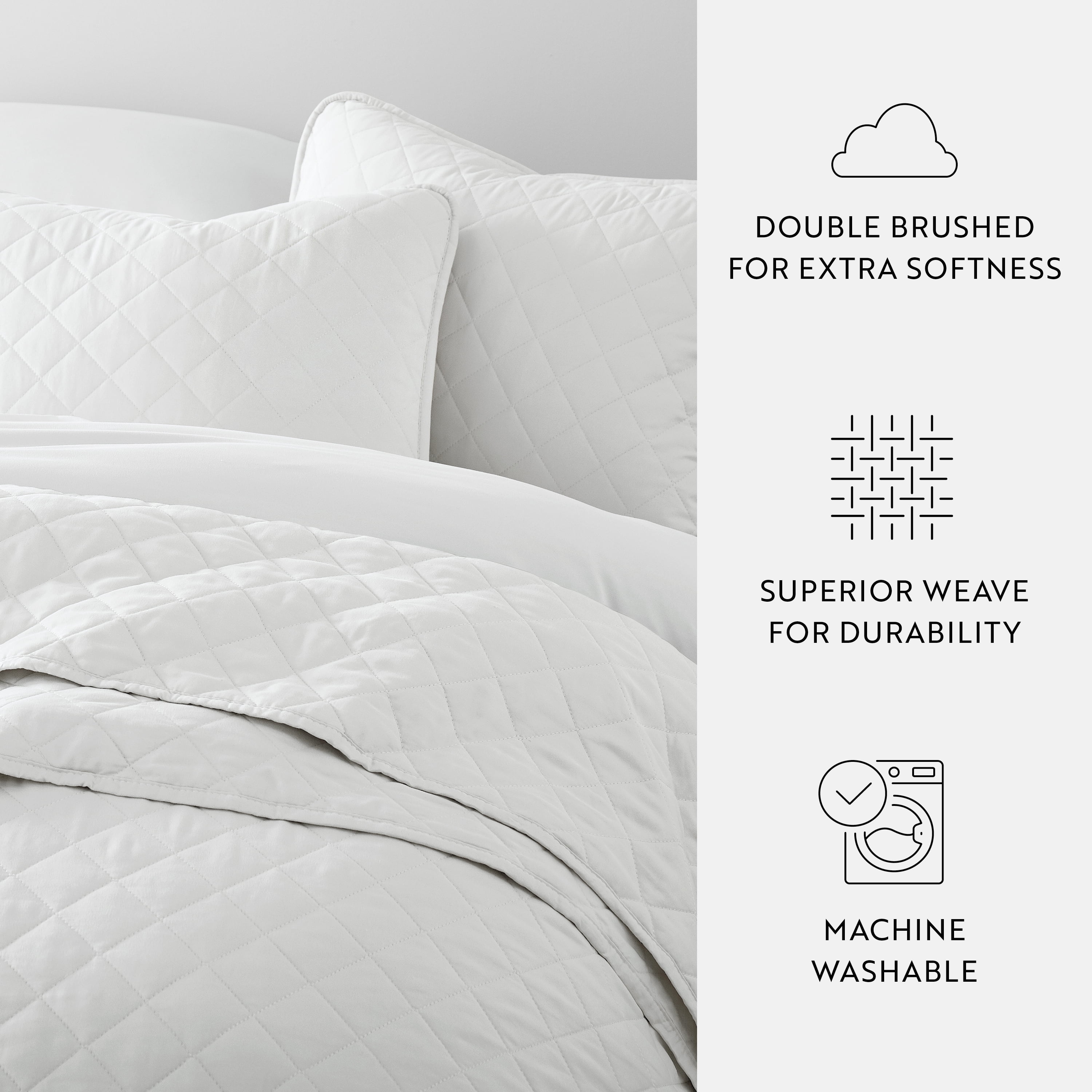 Noble Linens 3-Piece White Diamond Quilt Set, Twin / Twin XL