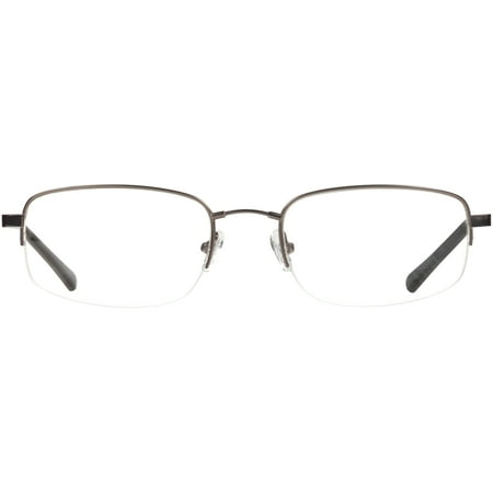 M+ Readers Memory Metal Keith +2.50 Rectangle Reading Glasses, Dark Gunmetal