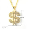 thumbnail image 2 of Big Crystal Dollar Sign Crystal Stones Anti-Tarnish Necklace Pendant Jewelry 460-DS, 2 of 4
