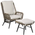 thumbnail image 1 of Outsunny Rattan Leisure Chair Set w/ Cushion, Adjustable Backrest Chair, 1 of 10
