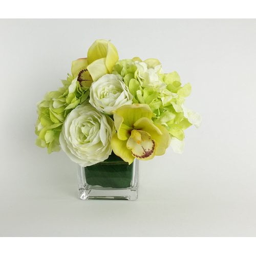 Rg Style Artificial Silk Mixed Floral Arrangements In Decorative Vase Walmart Com Walmart Com